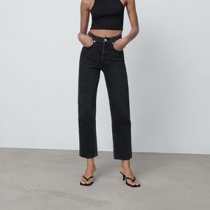 Zara Black Hi-Rise Straight Leg Jean, size 4/27